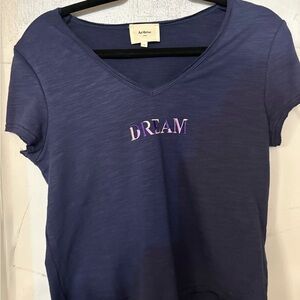 Artlove from Paris Women's Short Sleeve Top in Navy with Dream Print